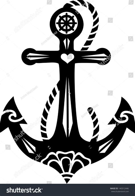 Anchor Sacred Rose Symbol Hope Faith Stock Vector 140312446 Shutterstock