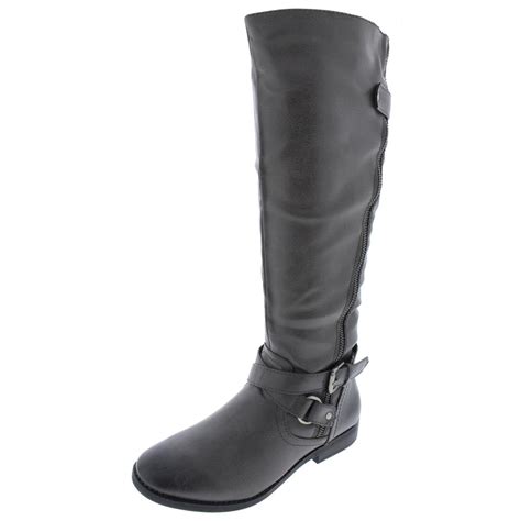 Rampage Womens Iona Gray Knee High Riding Boots Shoes 75 Medium Bm