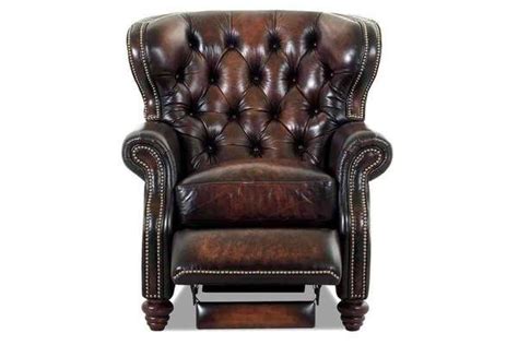 Arthur Chesterfield Tufted Wingback Leather Recliner Chair Leather