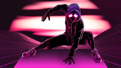 Miles Morales Wallpaper 4k Spider Man Neon Pink Spiderman
