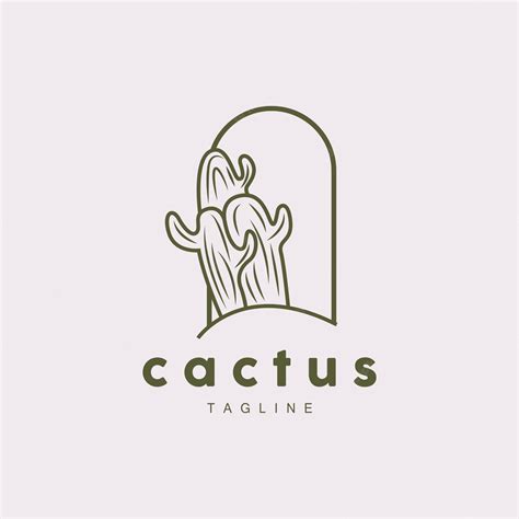 Premium Vector Cactus Logo Simple Line Cactus Design Green Plant