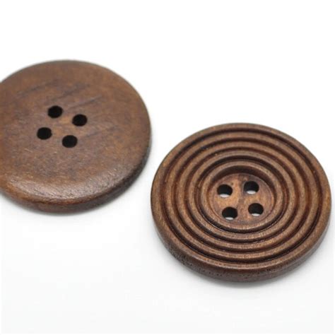100pcs Coffee Wood Buttons 4 Holes Round Wooden Sewing Scrapbook
