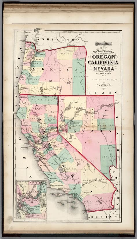 Railroad And County Map Of Oregon California And Nevada David