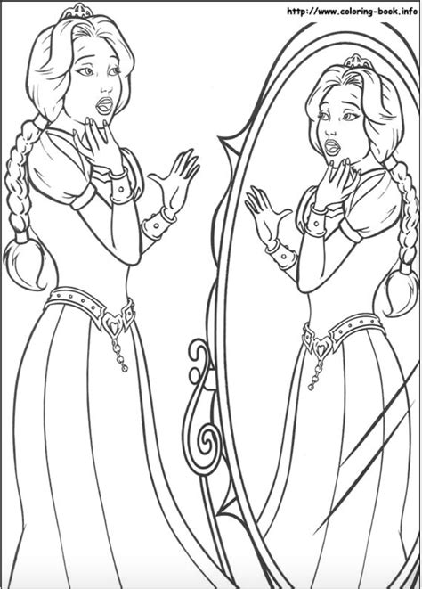 Princess Fiona And Her Beautiful Reflection In The Mirror Coloring Page