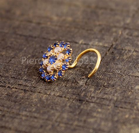 Indian Nose Stud Indian Nose Ring Sapphire Nose Stud Gold Nose Etsy
