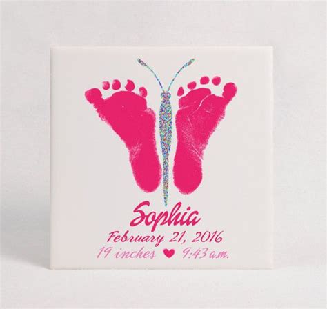 Butterfly Baby Footprints Ceramic Tileusing Childs Etsy In 2021