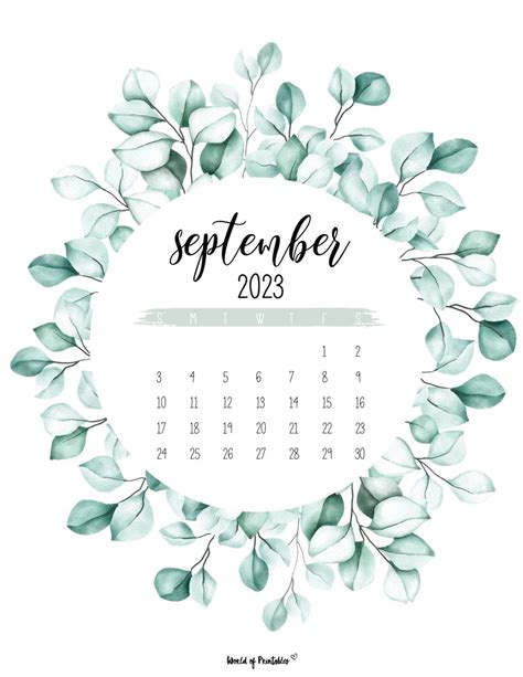 September 2023 Calendars 100 Styles World Of Printables