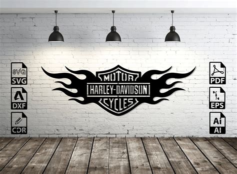 Flame Harley Davidson Dxf Harley Svg Digital Download Laser Etsy Finland