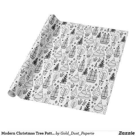 Modern Christmas Tree Pattern Wrapping Paper Zazzle Wrapping Paper