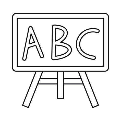 Chalkboard With The Leters Abc Icon Outline Style 14578184 Vector Art