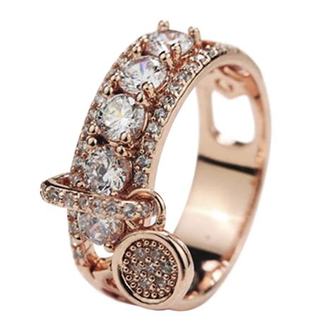 luxury white zircon engagement ring vintage rose gold filled wedding rings for women fashion