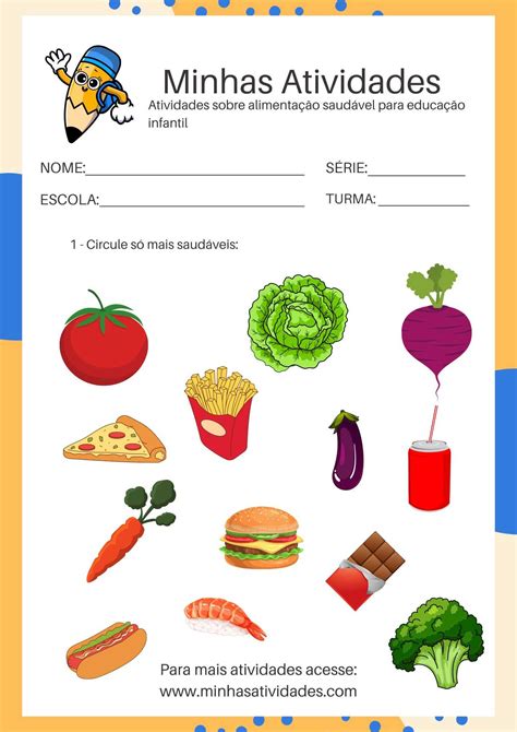 Caderno com atividades sobre alimentação saudável para educação infantil