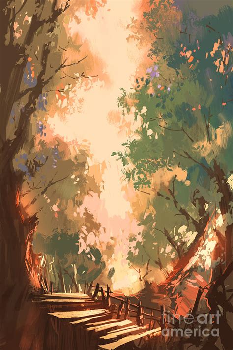 Colorful Forest Background Digital Art By Tithi Luadthong Fine Art