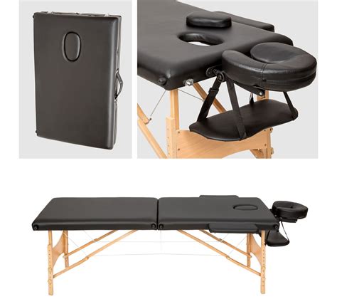Table De Massage Pliante 2 Zones Bois Cosmétique Portable Noir