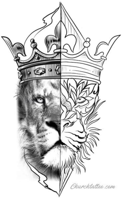 Lion King Tattoo Design Realistic And Geometric Direct Etsy