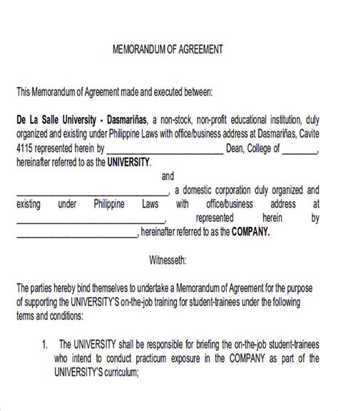 Memorandum Of Agreement Sample Business Partnership Philippines Pdf Oldmymages