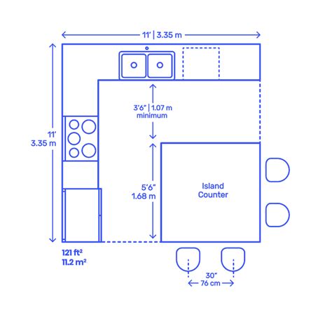 L Shape Island Square Kitchen Dimensions And Drawings Dimensionsguide