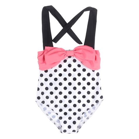 New Baby And Toddler Girls Swimwear Bowknot Polka Dots Bikini Kids