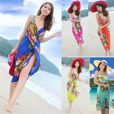 Beach Shawl Deep V Wrap Cover Up Sarong Bikini Beach Dress Chiffon Swimwear Vestidos De Playa