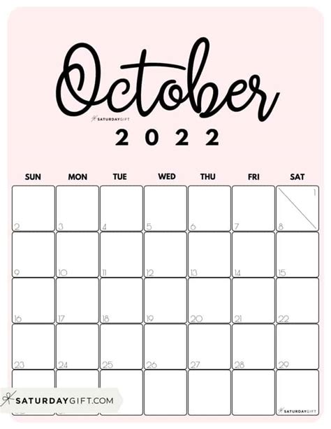 Printable Blank Calendar October 2022