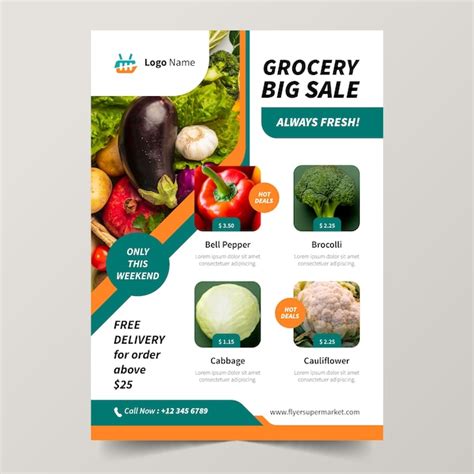 Free Vector Flat Design Supermarket Poster Template