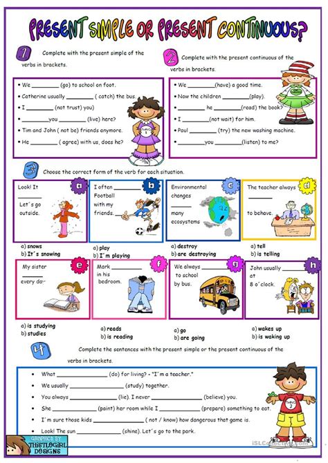 Present Simple Vs Present Continuous English ESL Worksheets For