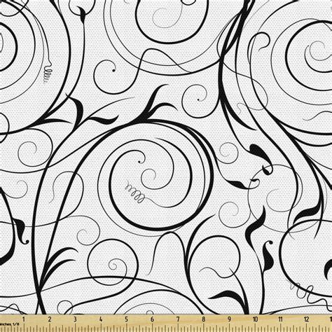 Black And White Fabric By The Yard Scribble Swirling Motifs Spiral