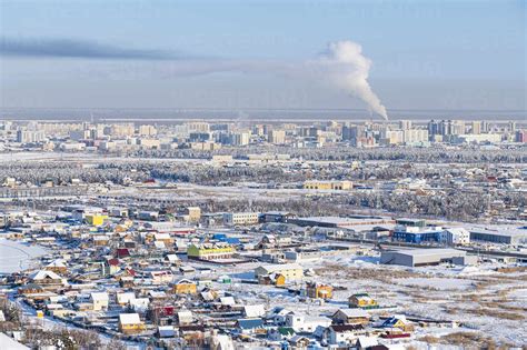 Russia Republic Of Sakha Yakutsk Snow Covered City In Winter