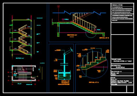 Steel stair plan and elevation cad template dwg download link. Staircase detail in AutoCAD | CAD download (4.28 MB ...