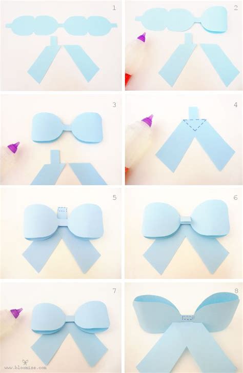 The template set includes an svg file for cricut, a dxf file for silhoutte, and a printable pdf file for hand cutting. paper ribbon bow template steps | Bow template, Paper ...