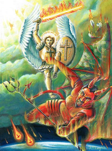 St Michael Defeats The Devil Painting By Jenny Mclaughlin Pixels