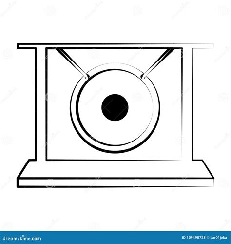 Isolated Gong Outline Musical Instrument Stock Vector Illustration