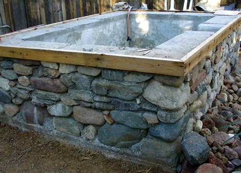 Concrete And Stone Hot Tub Hot Tub Outdoor Outdoor Bathtub Hot Tub Cover
