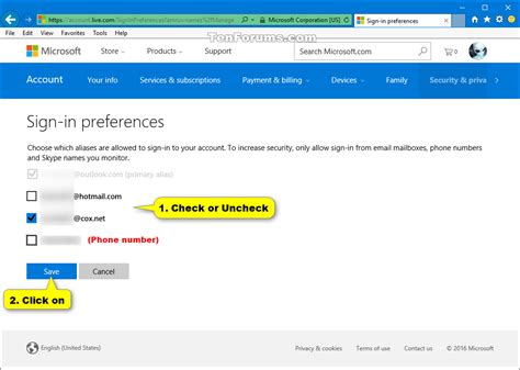 Change Sign In Preferences Of Microsoft Account Aliases Tutorials