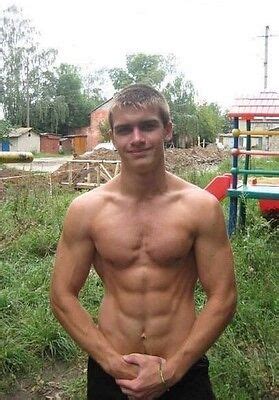 Shirtless Male Muscular Lawn Care Boy Mowing Grass Shorts Dude Photo
