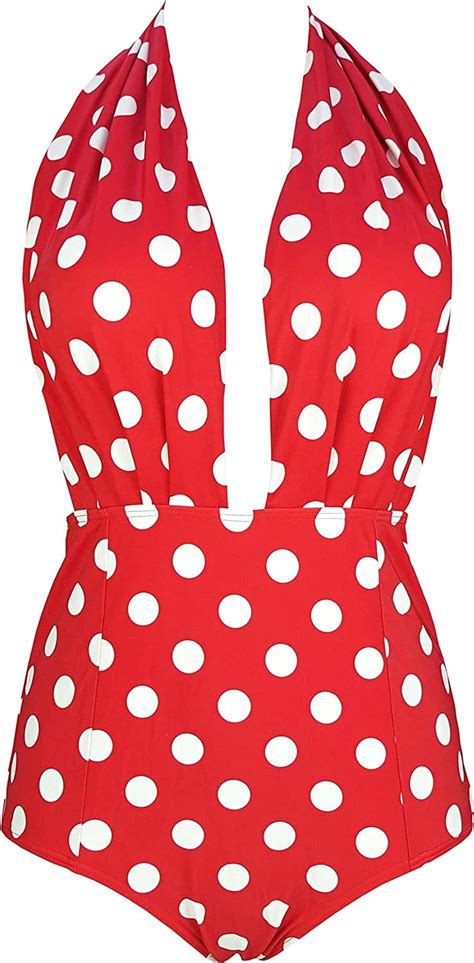 Cocoship Retro One Piece Backless Bather Swimsuit High Waisted Pin Up