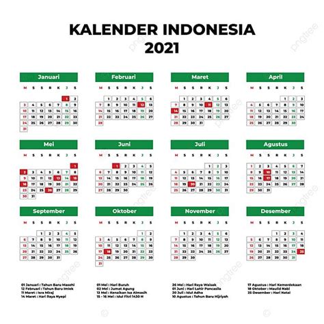 Kalender Indonesia 2021 Desain Kalender Kalender Kartu Nama