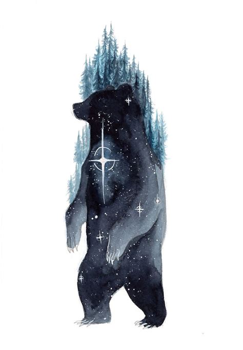 I Make Dreamy Galaxy Animals Using Watercolor Bear Art Animal Art