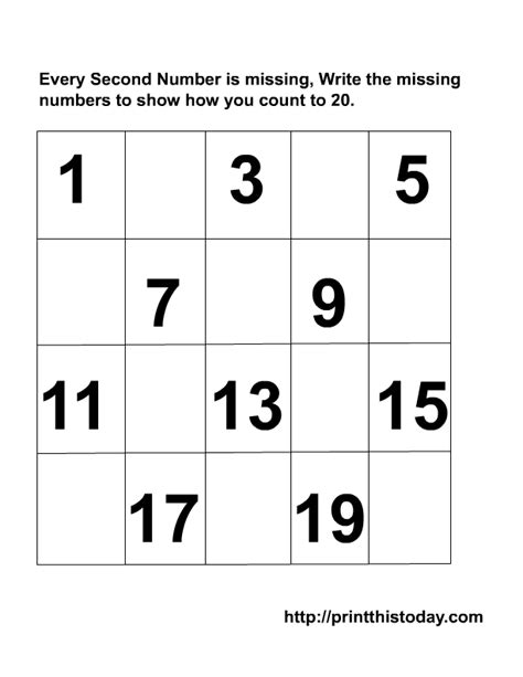5 Best Images Of Numbers 1 20 Printable Worksheets Kindergarten