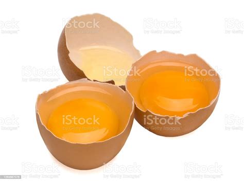 Broken Eggs Isolated On White Background Stock Photo Download Image