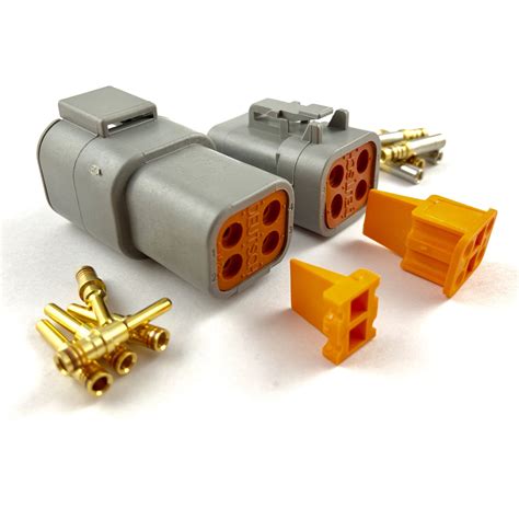 Mated Deutsch Dtp 4 Pin Connector Plug Kit 14 12 Awg Gold Contacts