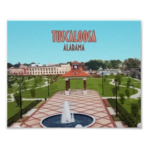 Tuscaloosa Alabama Downtown Poster Zazzle Tuscaloosa Alabama