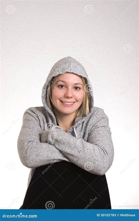 Happy Girl Sitting On Chair Backward Stock Image Image Of Backward