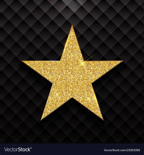 Gold Shiny Star On Black Background Royalty Free Vector
