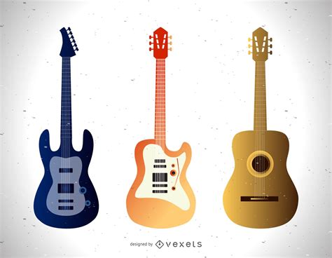 Different Guitar Illustrations Set Vector Download