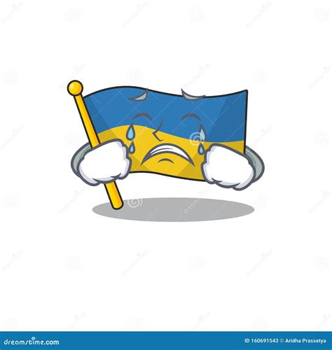 Crying Flag Ukraine In The Character Shape Stock Vector Illustration