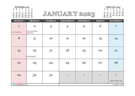Free Editable January 2023 Calendar 3 Month Template