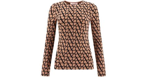 valentino toile iconographe jersey top in brown lyst