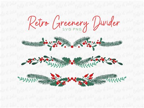 Retro Christmas Dividers Christmas Greenery Svg Christmas Borders