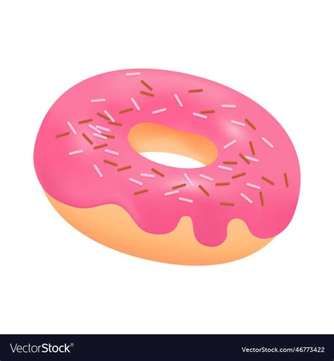 Doughnut With Pink Frosting And Sprinkles 3d Icon Vector Image